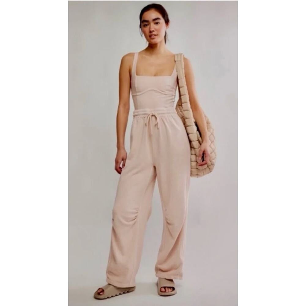 Free People Movement INBOUND Jumpsuit Onesie in Cream L NWOT $128